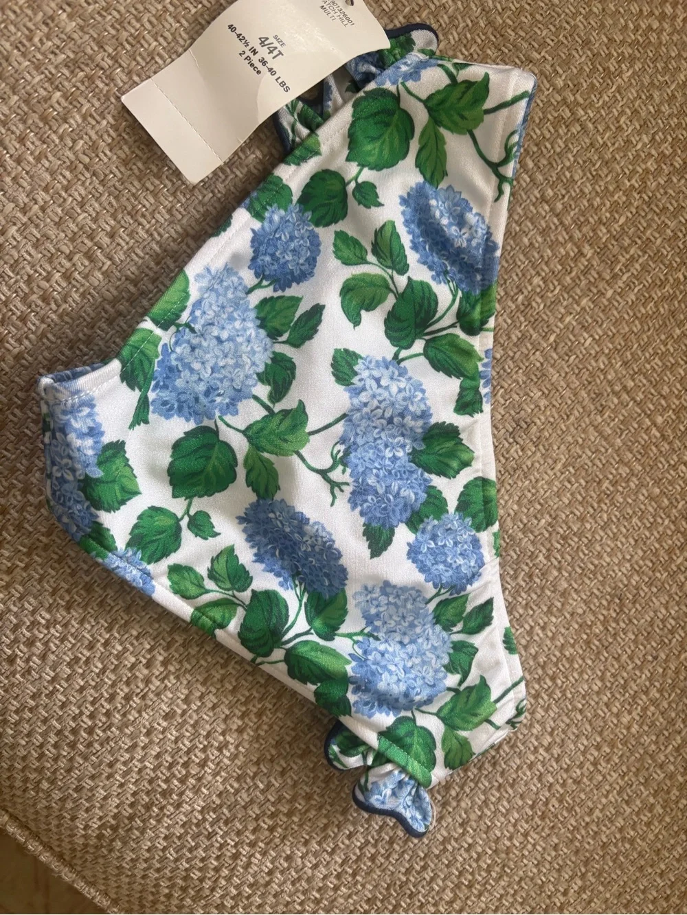 Polo Ralph Lauren White Floral Hydrangea Print Top with Green Leaves 4T